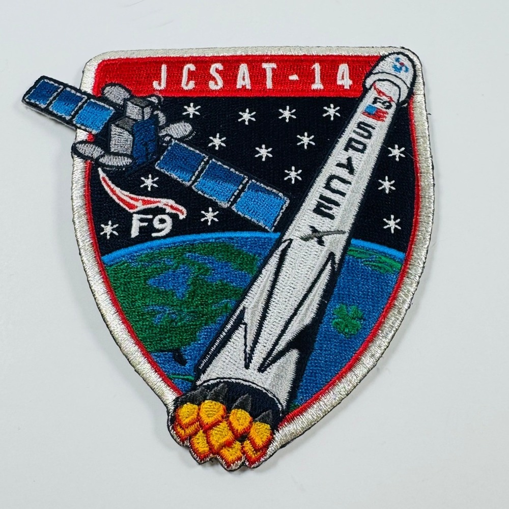 SpaceX JCSAT-14 Falcon 9 Mission Iron On Patch Space Satellite Rocket Logo